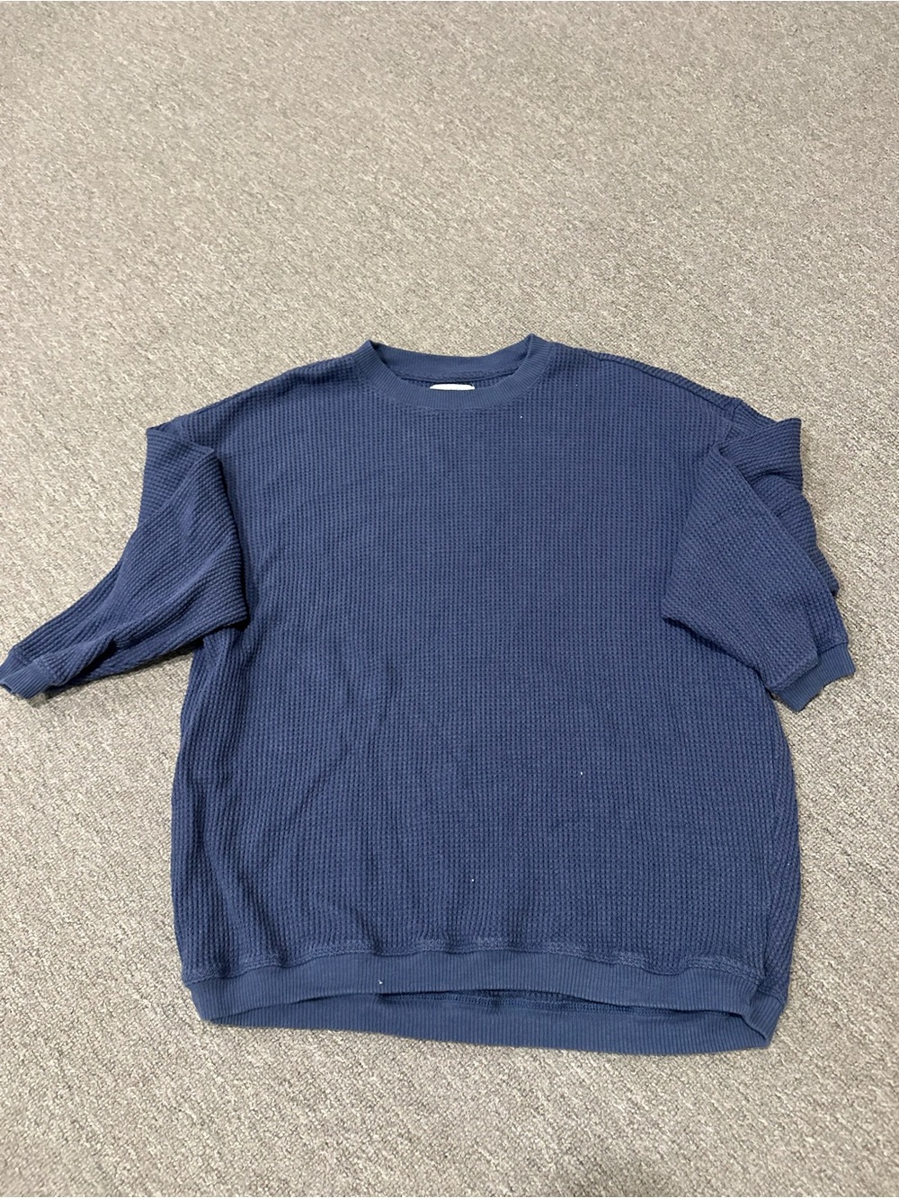 aerie  Navy Waffle Knit Crewneck Sweater